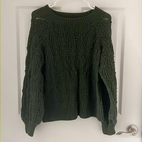 Jun & Ivy Harper Heritage Knit Sweater Green Crewneck Size M - Picture 2 of 4